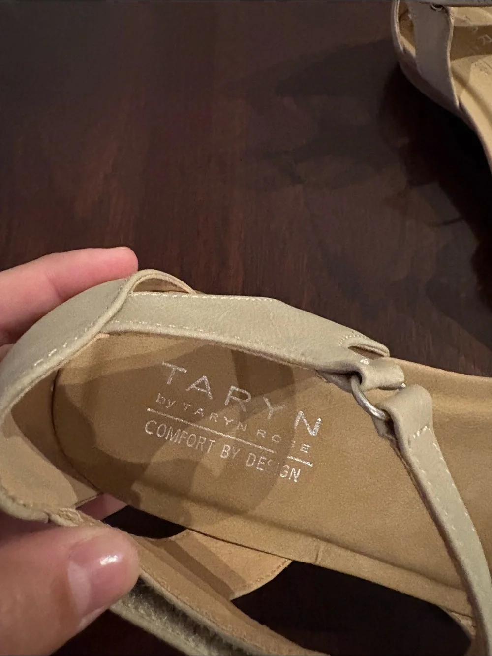 Taryn Rose Girls' Cream Ankle-Strap Flats